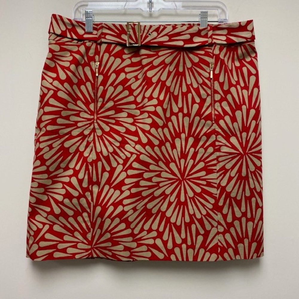 NEW Talbots Lined Star Burst Belted Skirt Pockets, size 16‎